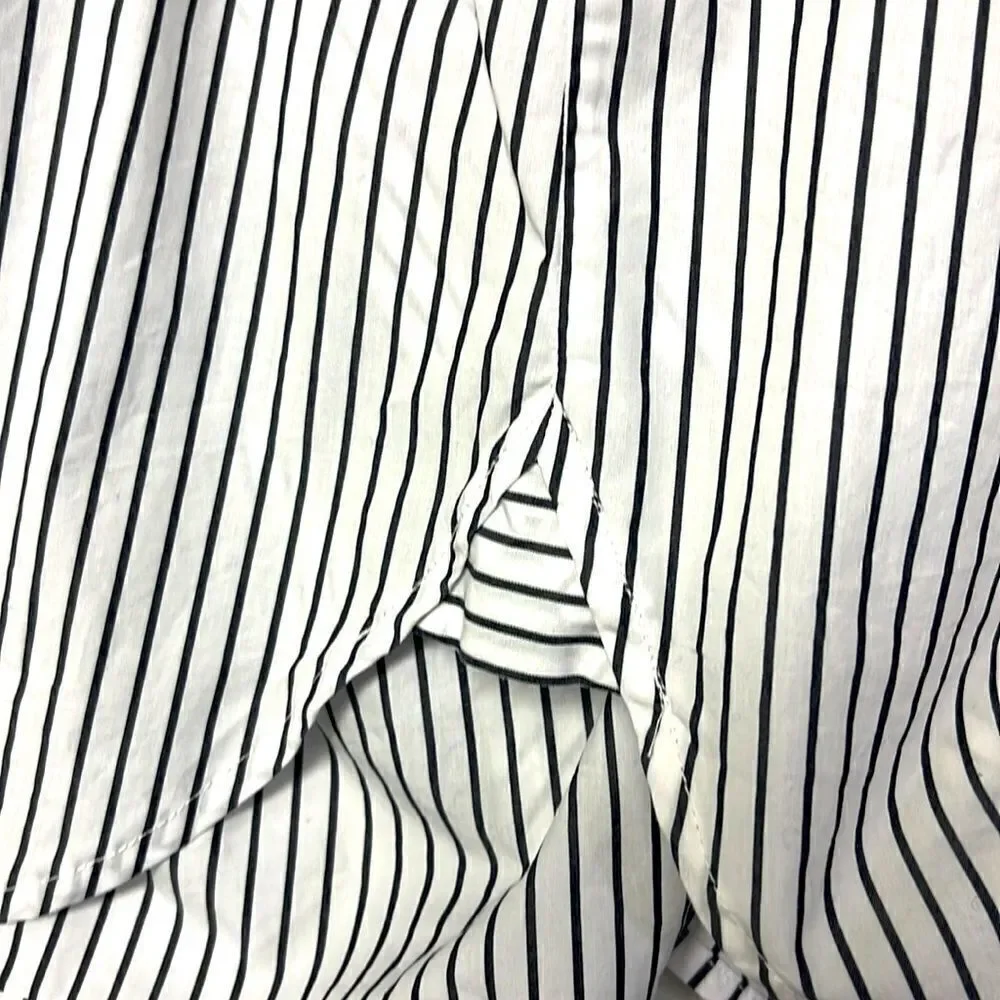 Banana Republic Off-the-Shoulder Black & White Striped Button up Blouse- Small
